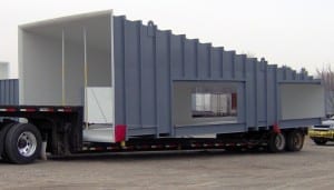 fabrication project on a flatbed truck ready for delivery