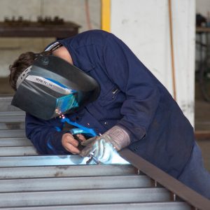 Closeup of a welder working on a project. 
