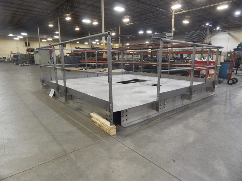 stainless steel fabricated platform assembled completely at Swanton Welding