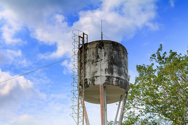 water storage tank with access ladder.