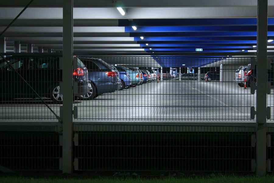 Parking Garage with steel mesh
