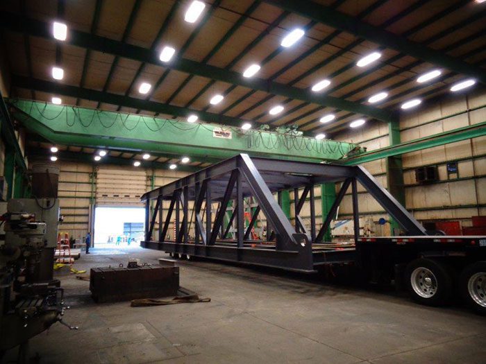 Conveyor Framework loaded on truck in Swanton Welding facility. 