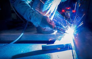 Close up of welding sparks. 