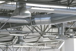 Industrial ventilation system with pipes & duct work. 