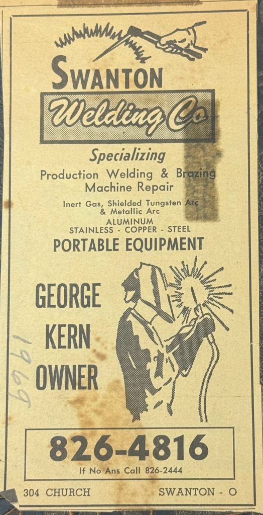 Original Swanton Welding local newspaper ad from 1969. 